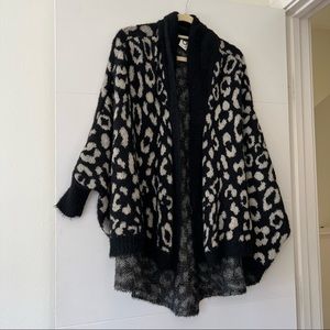 Leopard print oversized cocoon sweater